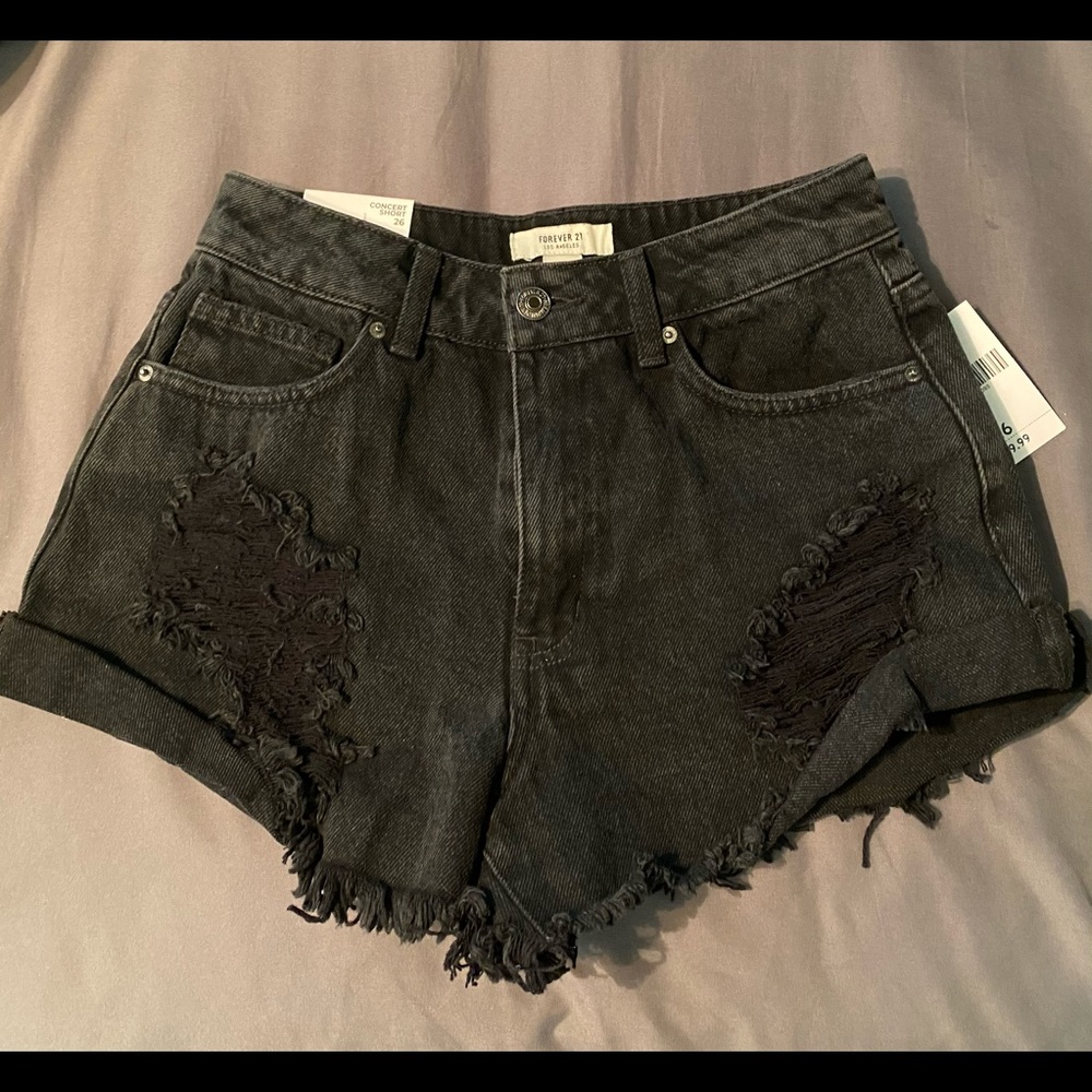 Black jean shorts